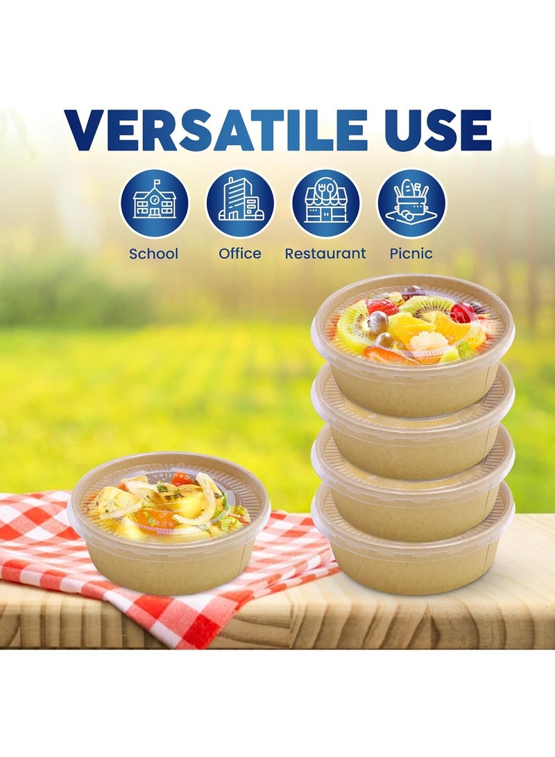 SNH Packing Kraft Salad Bowl 1300ml Bio Disposable Bowl Brown With Lid 25 Pieces - Image 4